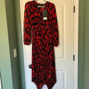 The Kooples Red and Black Abstract Roses Women's Dress - S